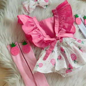 Robe bébé ananas rose 3 pièces 💗
