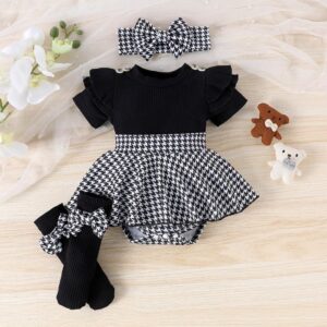 Robe bébé noir avec bandeau et collants