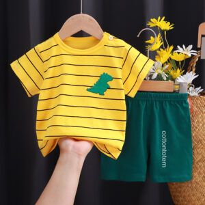 Pyjama coton jaune arrieur motif dinosaure