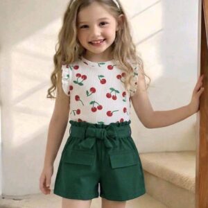 Enssemble fille cerise vert