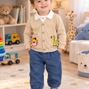 Ensemble safari beige jean foncé