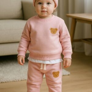 Jokking rose teddy bear girl avec bonnet