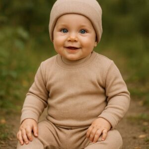 Ensemble beige 2 piéces avec bonnet
