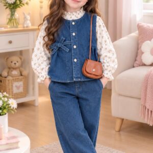 Ensemble jean 3piéces chemise flower "sans sac"