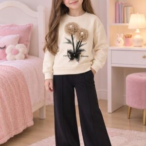 Ensemble beige et noire fleur simple