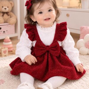 Robe rouge pull blanc ribbon